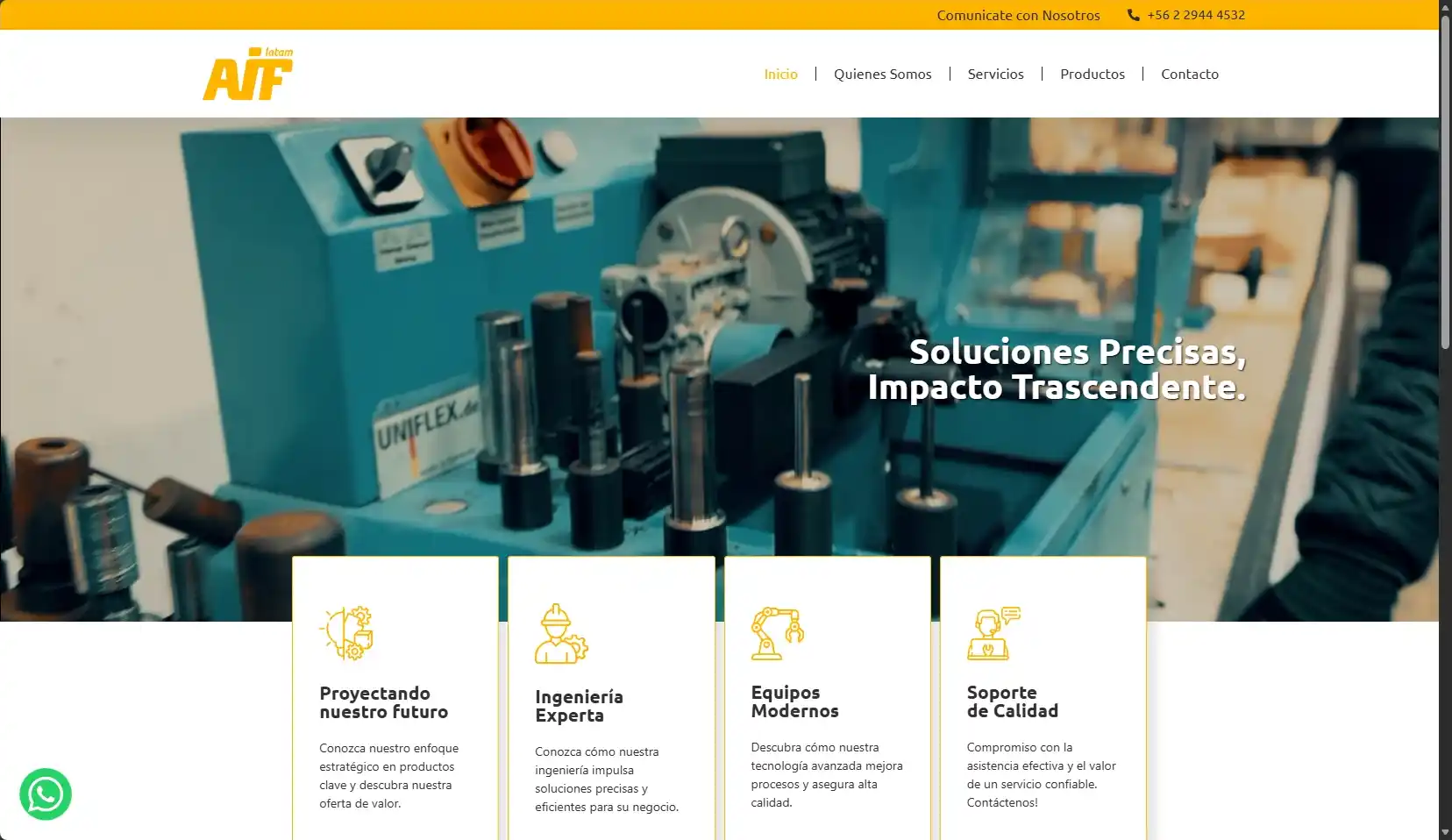 Página de inicio del sitio corporativo de AIF Latam