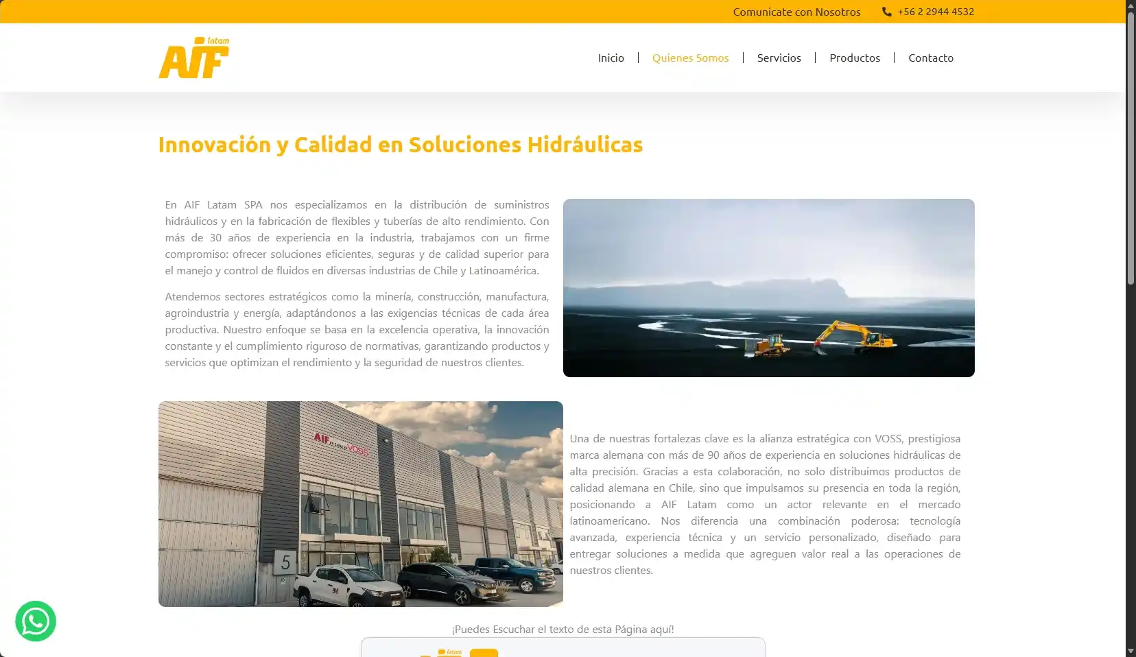 Presentación de experiencia y soluciones hidráulicas de AIF Latam