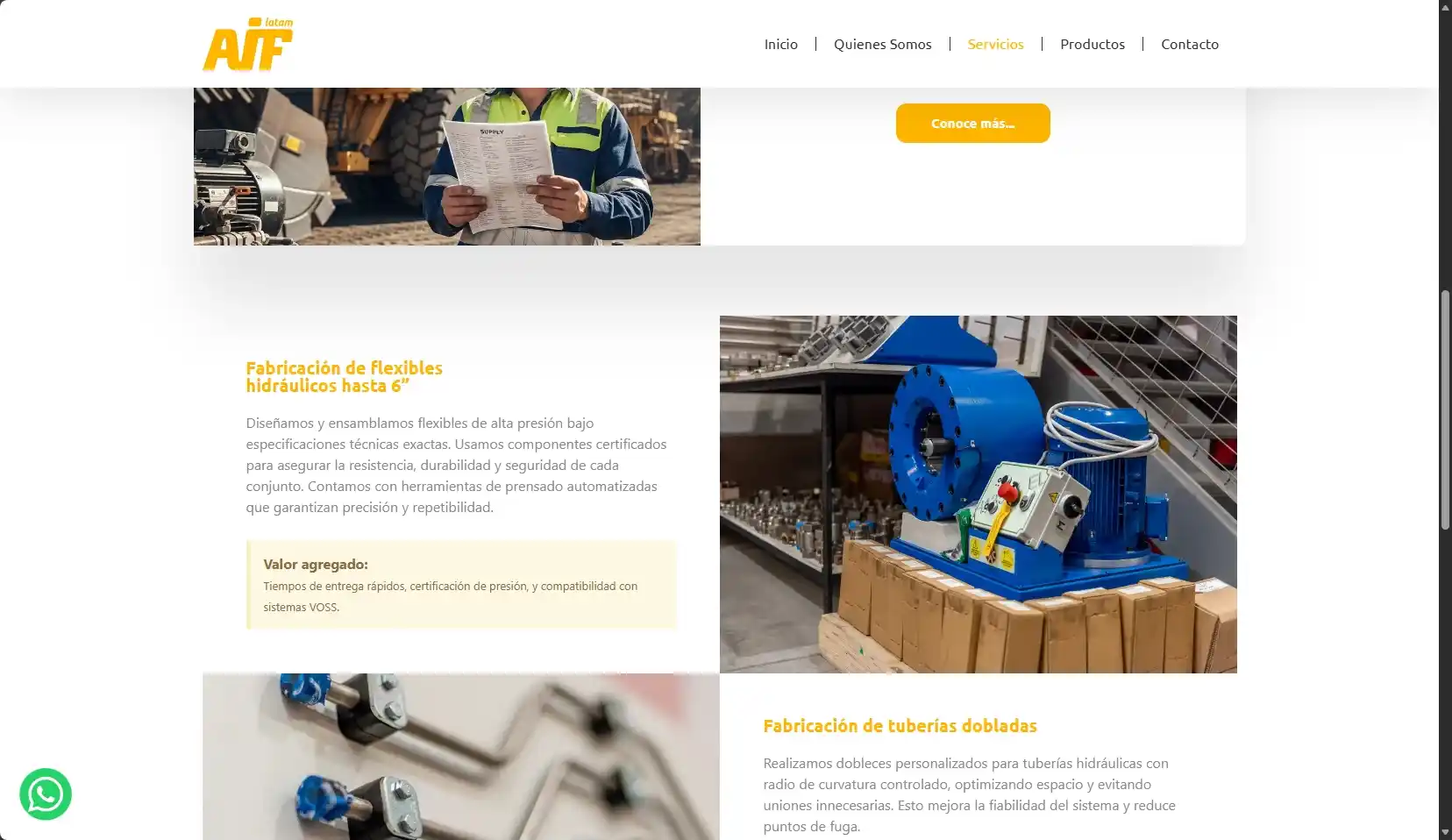 Servicios de fabricación hidráulica ofrecidos por AIF Latam