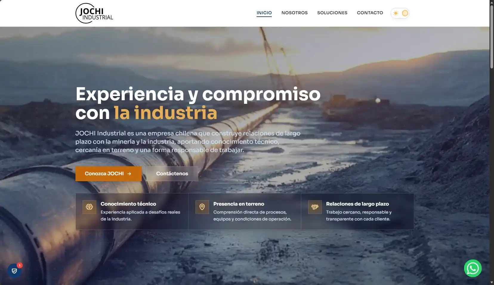 Página de inicio del sitio web de JOCHI Industrial