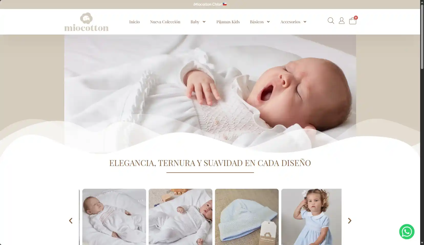 Página de inicio del ecommerce MioCotton